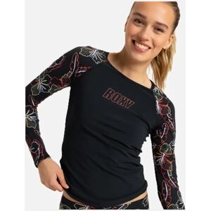 Women's Roxy Womens Roxy Active Long Sleeve Rash Vest - Anthracite Athletic Hibiscus - Size: M Women's Roxy Womens Roxy Active Long Sleeve Rash Vest - Anthracite Athletic Hibiscus - Size: M