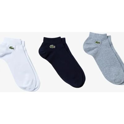 Men's Lacoste Men's Pack of 3 Pairs of Low Sport Trainer Socks - Black/Blue - Size: 8/7/7.5/6/6.5 Men's Lacoste Men's Pack of 3 Pairs of Low Sport Trainer Socks - Black/Blue - Size: 8/7/7.5/6/6.5