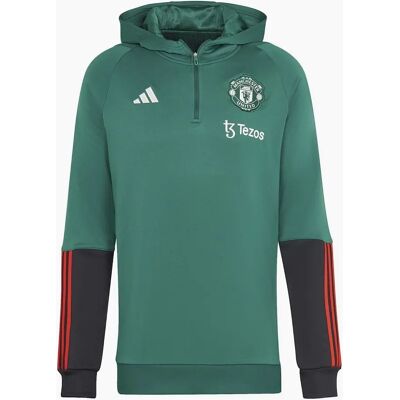 Adidas Men's MUFC Hooded Neck Raglan Sleeve Sweatshirt - Green - Size: S Adidas Men's MUFC Hooded Neck Raglan Sleeve Sweatshirt - Green - Size: S