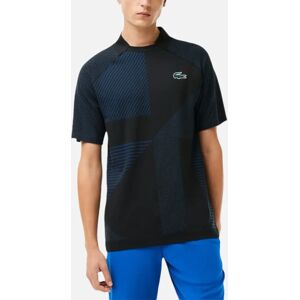 Men's LACOSTE DH9255 Mens Tennis Polo T Shirt SPORT Slim Fit Seamless Jersey Bord Tops - Black - Size: 40