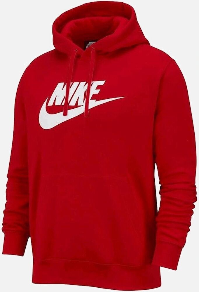 Men's Nike Mens Fleece Hoodie Pullover Sportswear Club Graphic - Red - Size: 40