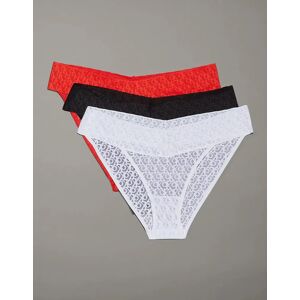 Women's Calvin Klein ICON LOGO LACE 3 Pack Womens Bikini Briefs Black/White/Molten - Multi - Size: MEDIUM