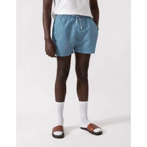 Hugo Boss Men's BOSS Orange Vibe Mens Logo-Label Swim Shorts with Seasonal Pattern - Open Blue 483 - Size: 35/34/32 Hugo Boss Men's BOSS Orange Vibe Mens Logo-Label Swim Shorts with Seasonal Pattern - Open Blue 483 - Size: 35/34/32