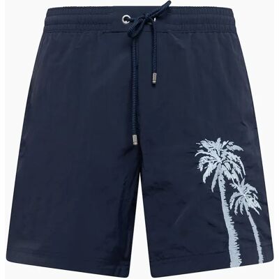 Hugo Boss Men's Palm Embroidery Graphic Swim Trunk - Navy - Size: 32/30/31 Hugo Boss Men's Palm Embroidery Graphic Swim Trunk - Navy - Size: 32/30/31
