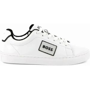 Hugo Boss Girl's Kids Leather Sneakers White - Size: 2 (older)/15 years/16 years