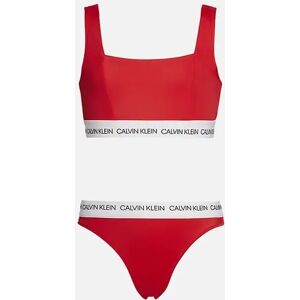 Calvin Klein Girl's GIRLS CK LOGO-SWIM Bralette / Bikini Set, High Risk - Red/Red - Size: 8 years/9 years/10 years Calvin Klein Girl's GIRLS CK LOGO-SWIM Bralette / Bikini Set, High Risk - Red/Red - Size: 8 years/9 years/10 years