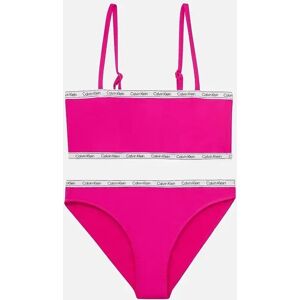 Calvin Klein Girl's Girls Logo Tape Bralette Bikini Set, Royal Pink - Pink/Pink - Size: 10 years/11 years/12 years Calvin Klein Girl's Girls Logo Tape Bralette Bikini Set, Royal Pink - Pink/Pink - Size: 10 years/11 years/12 years