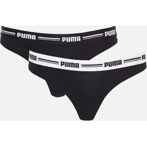 Puma Women's 2-Pack Striped Logo Mid-Rise Strings, Black - Size: L Puma Women's 2-Pack Striped Logo Mid-Rise Strings, Black - Size: L