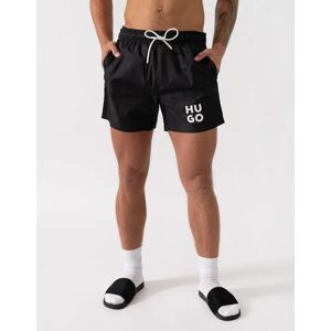 Hugo Boss Men's HUGO PAOL Mens Fully Lined Swim Shorts with Stacked Logo - Black 001 - Size: 35/34/32 Hugo Boss Men's HUGO PAOL Mens Fully Lined Swim Shorts with Stacked Logo - Black 001 - Size: 35/34/32