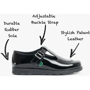 Girl's Kickers 115202 FRAGMA T-BUCKLE Girls School Shoes Patent Black - Size: UK 3 / eur 36 Girl's Kickers 115202 FRAGMA T-BUCKLE Girls School Shoes Patent Black - Size: UK 3 / eur 36