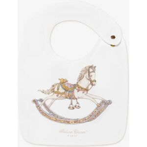 Atelier Choux Baby Rocking Horse Satin Bib in White - Size: ONE size, Atelier Choux Baby Rocking Horse Satin Bib in White - Size: ONE size,