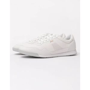 Hugo Boss Men's BOSS Orange Nitan Nappa-Leather Trainers With Gold Branding - White 100 - Size: 9 Hugo Boss Men's BOSS Orange Nitan Nappa-Leather Trainers With Gold Branding - White 100 - Size: 9