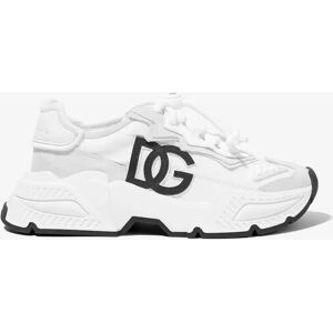 Dolce & Gabbana Kids Mixed Materials Daymaster Trainers in White - Size: EU 31 uk 12.5