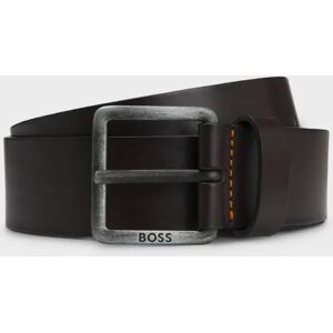 Hugo Boss Men's BOSS Orange Jeeko Mens Leather Belt with Logo Buckle NOS - Dark Brown 202 - Black - Size: W40