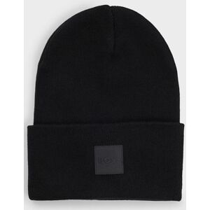 Hugo Boss Men's BOSS Orange Fantastico R Mens Beanie Hat in Knitted Cotton with Logo Label - Black 001 - Size: ONE size