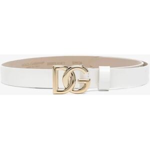 Girl's Dolce & Gabbana Girls Leather Logo Belt in White - Size: M 4 - 5 yrs