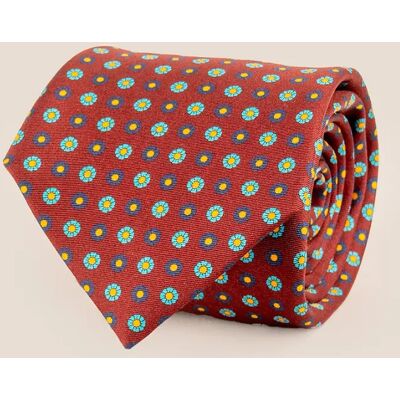 Oswin Hyde Men's Burgundy Geometric Pattern Silk Tie - Red Oswin Hyde Men's Burgundy Geometric Pattern Silk Tie - Red