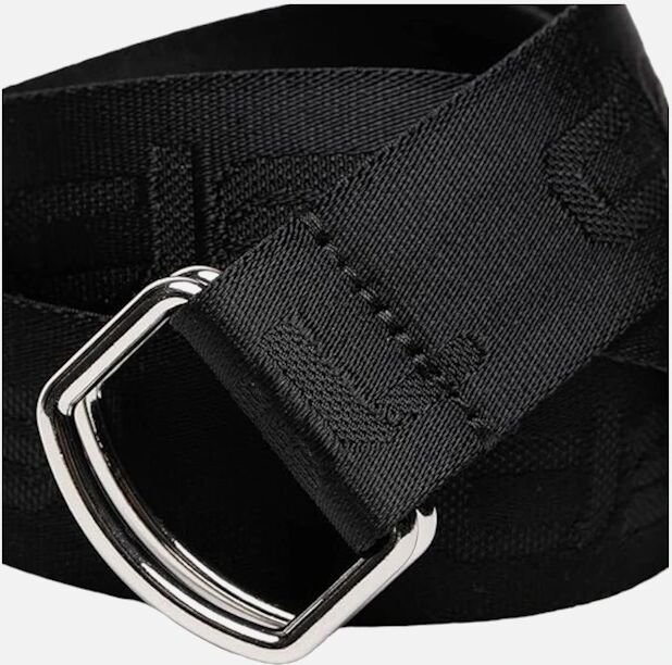 Men's DIESEL B-Tone Mens D Ring Belt Woven Solid Fabric Casual Waist Webbing Belt - Black - Size: 100 cm