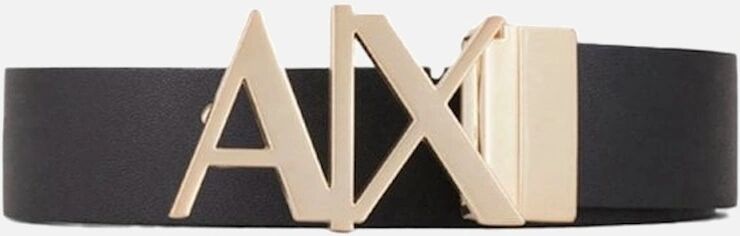 Men's Armani Exchange Double Sided Leather Plate Belt Black/navy - Size: 32