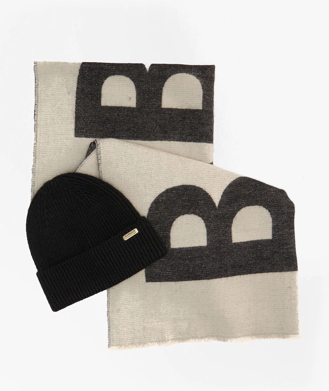 Women's Barbour PENDLE BEANIE & MILLA SCARF Gift Set Womens Black/Jasmine