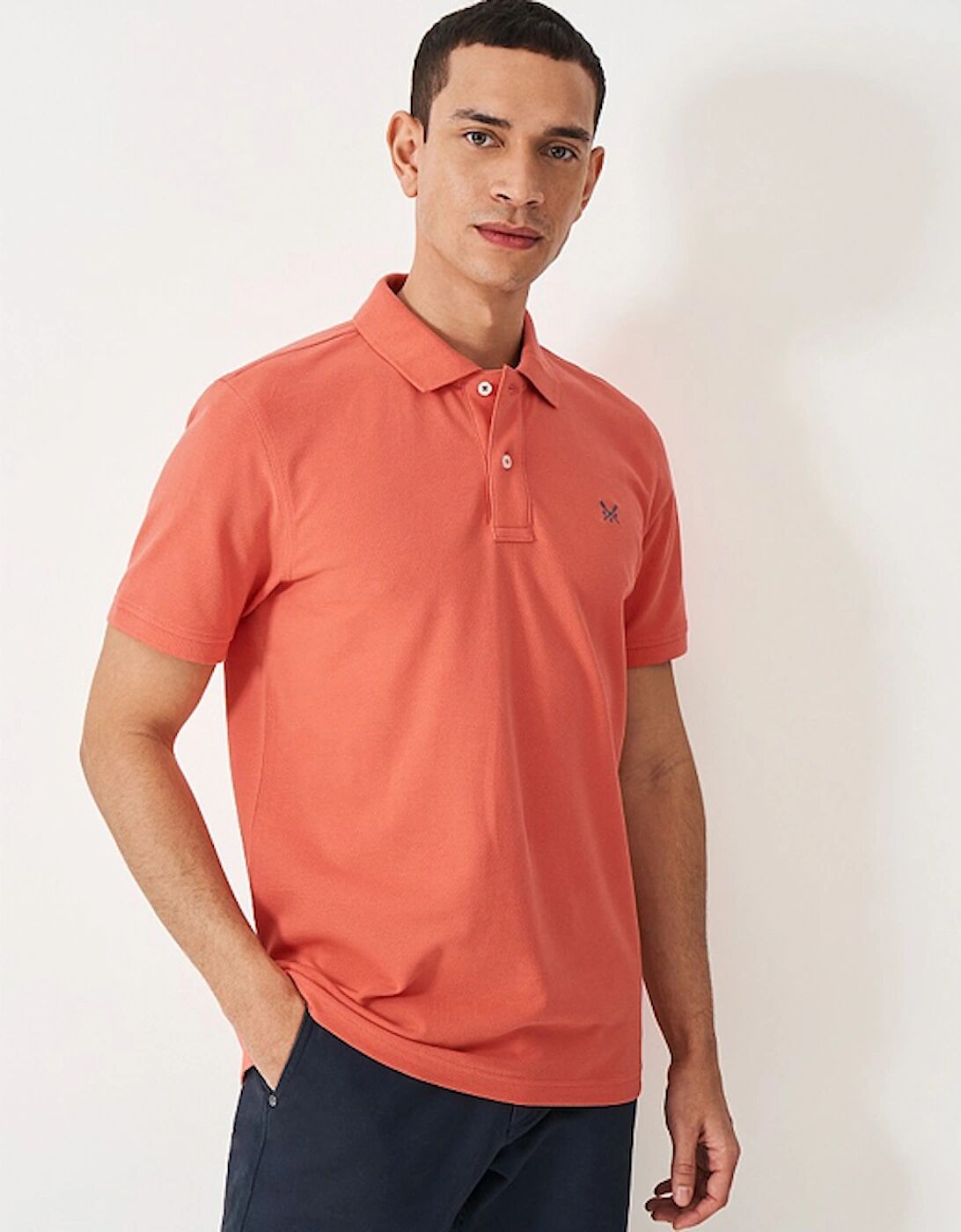 Men's Crew Clothing Men's Classic Pique Polo Coral - Pink/Orange/Red - Size: 38/Regular