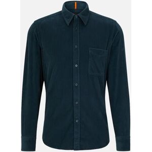 Hugo Boss Men's Boss Relegant 6 Corduroy Shirt - Dark Teal - Navy - Size: Regular/40