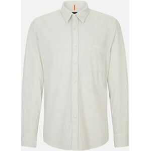 Hugo Boss Men's Boss Relegant 6 Corduroy Shirt - Light Pale Grey - White - Size: Regular/40