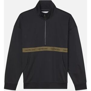 Men's Calvin Klein Contrast Half Zip Sweat - Black - Size: 38