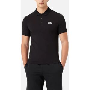 Emporio Armani EA7 8NPF04 PJM6Z Mens Polo T Shirts Jersey Cotton Top Summer Tee - Black - Size: L