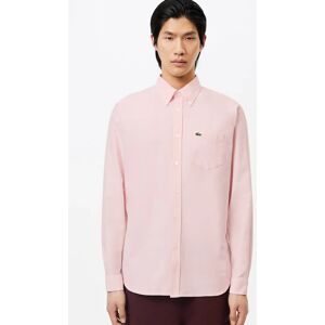 Men's Lacoste Men's Regular Fit Cotton Oxford Shirt - Pink - Size: 44/Regular