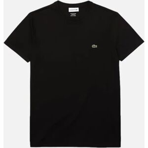 Men's Lacoste TH6709 Mens T Shirts Short Sleeve Crew Neck Soft Pima Cotton Summer Tee - Black - Size: 38