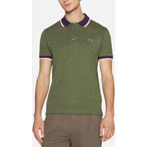 Men's Lacoste PH3461 Mens Polo Shirts Contrast Collar Regular Fit Pique Tennis Shirt - Green - Size: 40