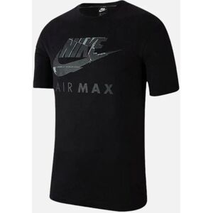 Men's NIKE AIR MAX Mens T Shirt Athletic Cut Cotton Crew Neck Summer Retro Casual Tee - Black - Size: 36