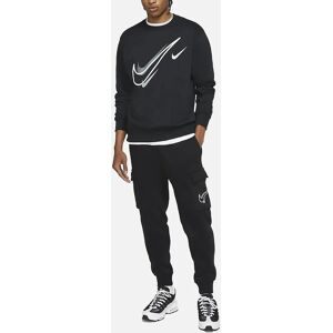 Men's NIKE DQ3946 Mens Tracksuits Multi Swoosh Fleece Sweatshirt Cargo Cuffed Jogger - Black - Size: XL