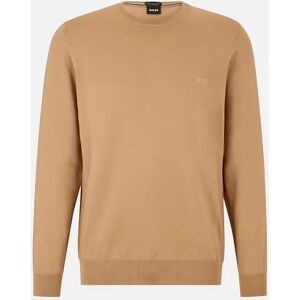 Hugo Boss Men's Botto Embroidered Logo Crew Neck Beige Knitted Jumper - Cream - Size: 42
