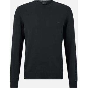 Hugo Boss Men's Botto Embroidered Logo Crew Neck Black Knitted Jumper - Size: 44