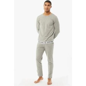 Men's Jack & Jones RICKO Mens Cotton T-Shirt And Trousers Lounge Set Light Grey Melange - Size: 32/34/35