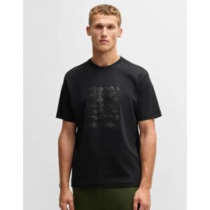 Hugo Boss Men's BOSS Green Tee Mens Interlock-Cotton T-Shirt with Circle Artwork - Black 001 - Size: 42