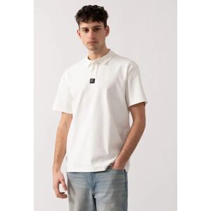 Hugo Boss Men's HUGO Deabono Mens Interlock Cotton Polo Shirt with Stacked Logo - Natural 102 - White - Size: 40