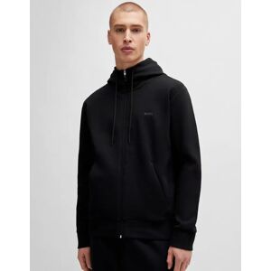 Hugo Boss Men's BOSS Green Saggy Mens Stretch Cotton Zip-Up Hoodie with Logo Print NOS - Black 001 - Size: 44