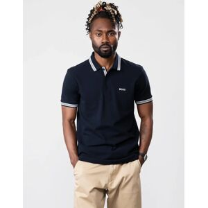 Hugo Boss Men's BOSS Green Paddy Mens Cotton-Piqué Polo Shirt with Contrast Logo - Dark Blue 402 - Navy - Size: 42