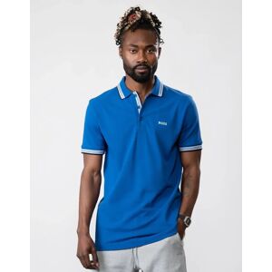 Hugo Boss Men's BOSS Green Paddy Mens Cotton-Piqué Polo Shirt with Contrast Logo - Medium Blue 420 - Size: 44