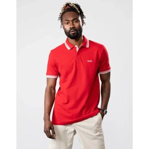 Hugo Boss Men's BOSS Green Paddy Mens Cotton-Piqué Polo Shirt with Contrast Logo - Medium Red 610 - Size: 38