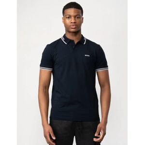 Hugo Boss Men's BOSS Green Paul Mens Short Sleeve Polo Shirt With Contrast Tipping NOS - Dark Blue 402 - Navy - Size: 44