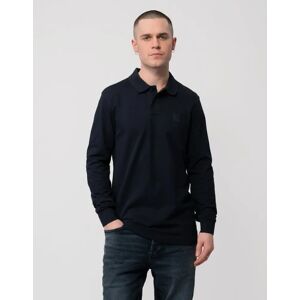 Hugo Boss Men's BOSS Orange Passerby Mens Long Sleeve Stretch-Cotton Polo Shirt with Logo Patch NOS - Dark Blue 404 - Navy - Size: 42