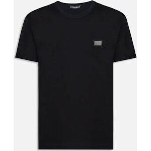 Men's Dolce & Gabbana Silver Plaque T-Shirt in Navy Blue - Size: 38