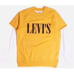 Levi's Men's Levis Serif Logo 80's Yellow Layered Sweatshirt - Size: 38/Regular