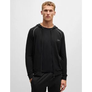 Hugo Boss Men's BOSS Orange Mix&Match Mens Stretch-Cotton Zip-Up Hoodie with Embroidered Logo - Black 001 - Size: 40