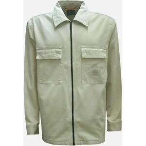 Men's Hugo Boss Men's Beige Lovel Zip Overshirt - Cream - Size: L