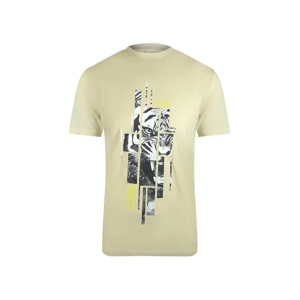 Roberto Cavalli Men's Cavalli Class Abstract Tiger Logo Beige T-Shirt - Yellow - Size: 44
